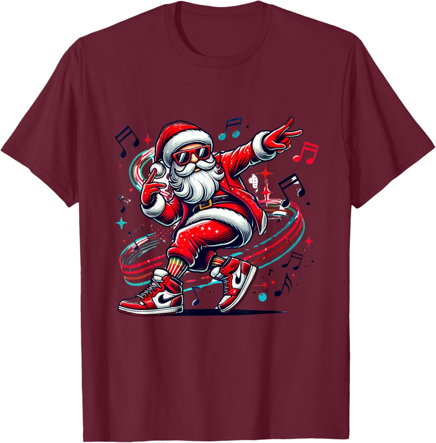 Christmas Santa Hip Hop Dance Funny Xmas T-Shirt - T-Shirt | Maroon