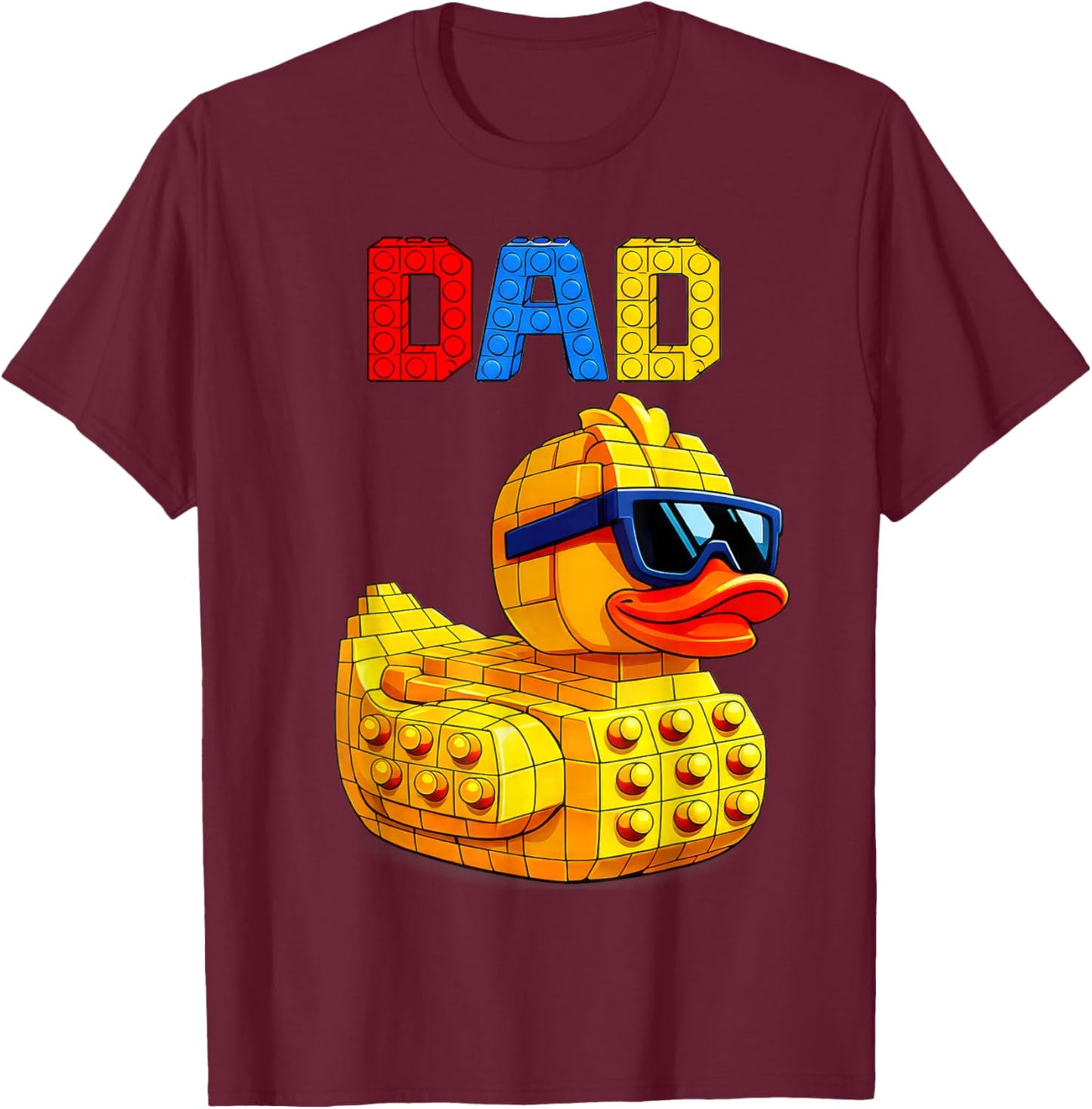 Duck Dad Master Builder Building Bricks Blocks Fathers Day T-Shirt - T-Shirt | Maroon