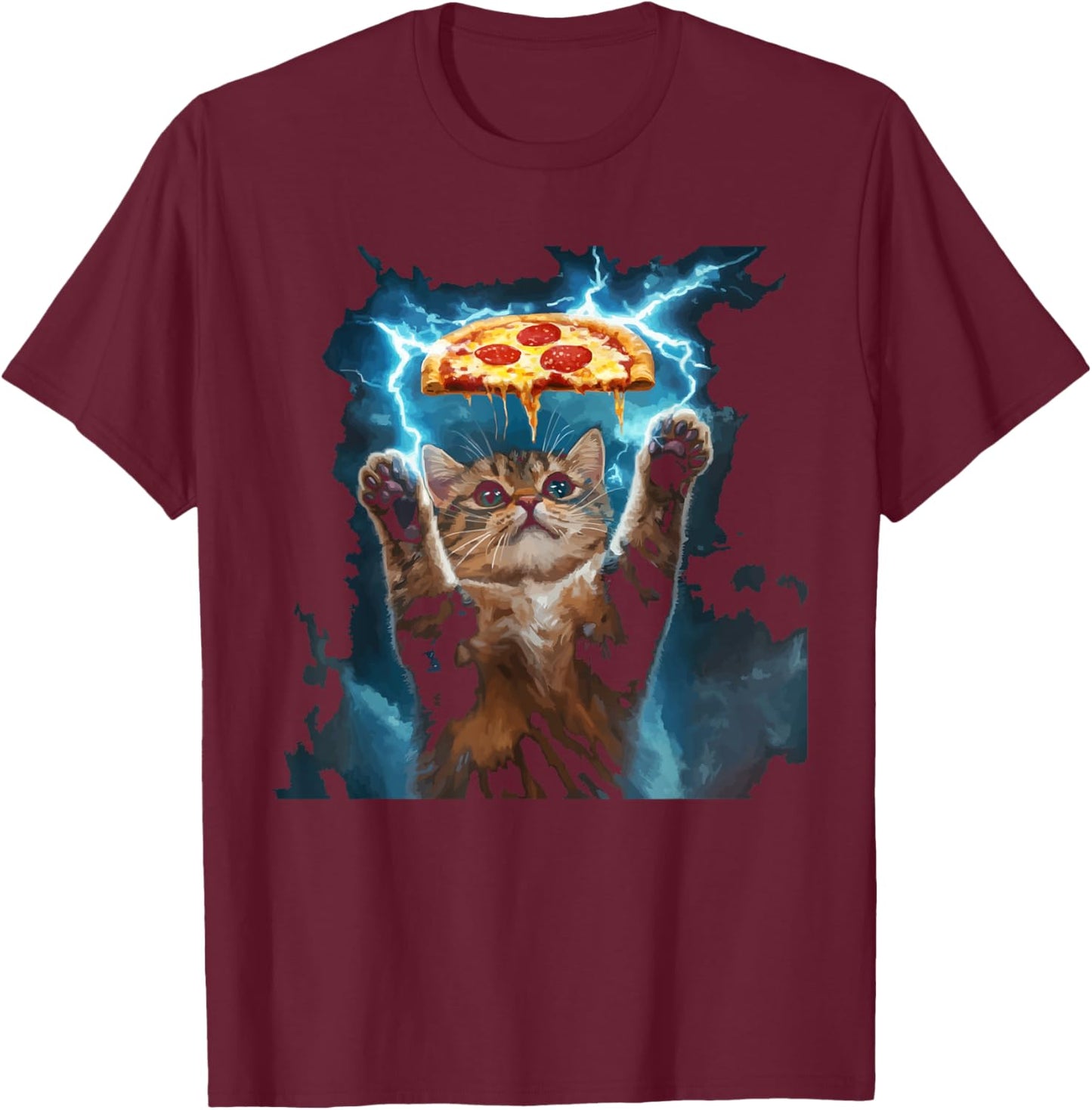 Pizza Cat Kitty Meow Animal Pet Pizzeria Italian Food Women Kids T-Shirt - T-Shirt | Maroon