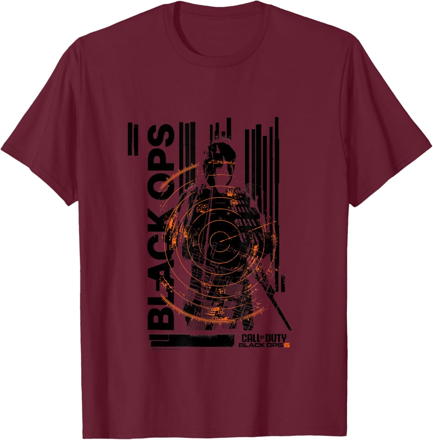 Call Of Duty Black Ops Soldier Silhouette Distressed Logo T-Shirt - T-Shirt | Maroon