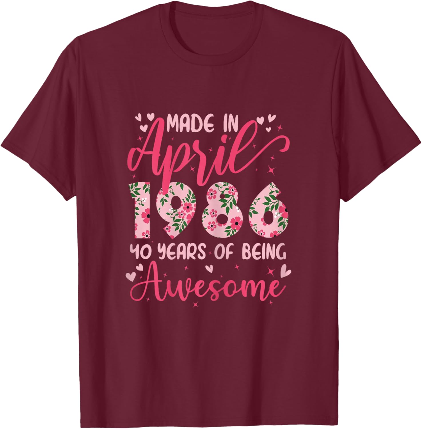 Avril 1986 Cool Cadeau Anniversaire 40 Ans pour Femmes T-Shirt - T-Shirt | Maroon