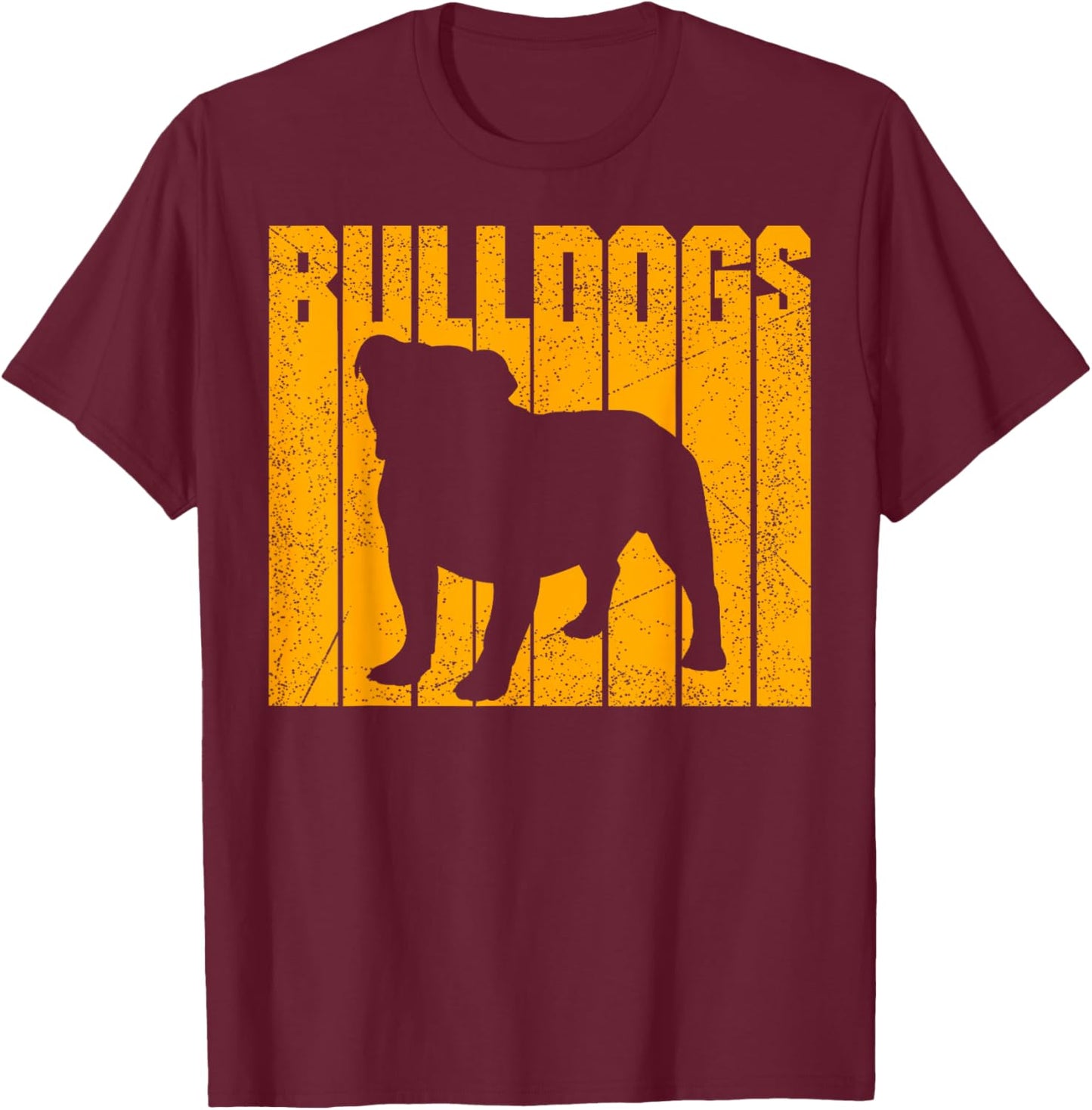 Gold Bulldogs Lover Sports Team Mascot T-Shirt - T-Shirt | Maroon