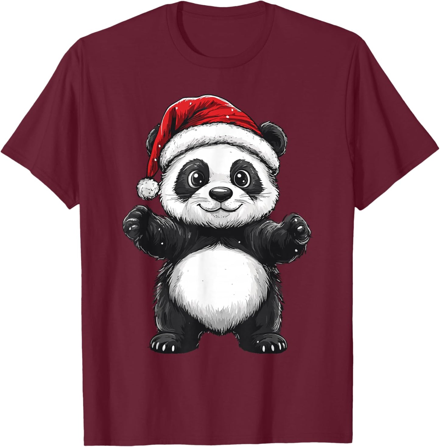 Panda Santa Hat Christmas Boys Girls Kids Panda Lover Pajama T-Shirt - T-Shirt | Maroon