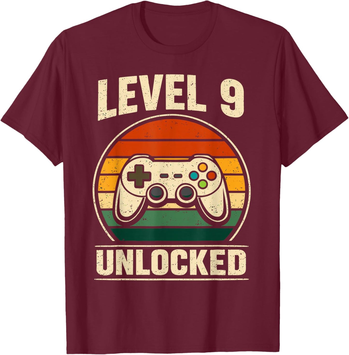 9th Birthday Level 9 Unlocked Gamer Gaming Boy Nine Birthday T-Shirt - T-Shirt | Maroon