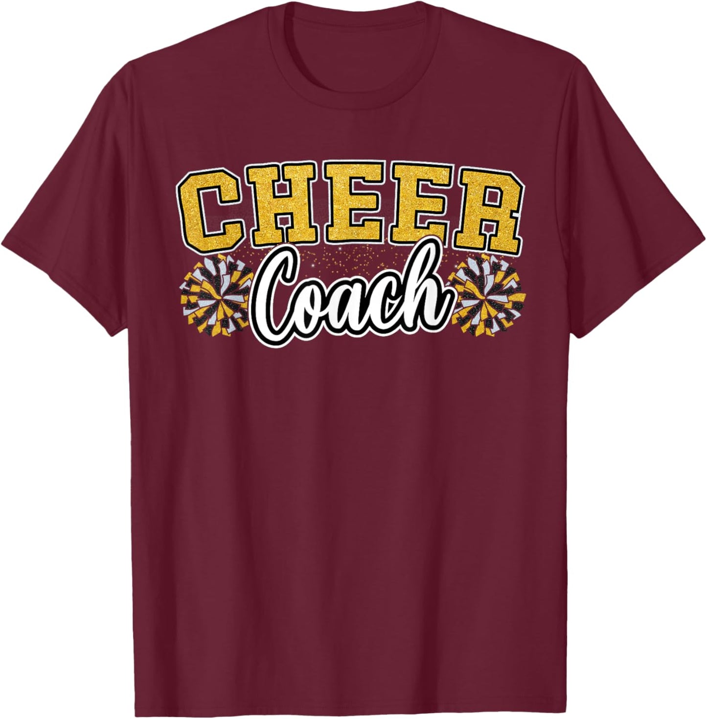 Loud Proud Cheer Coach Yellow Pom Poms Cheerleader Women T-Shirt - T-Shirt | Maroon