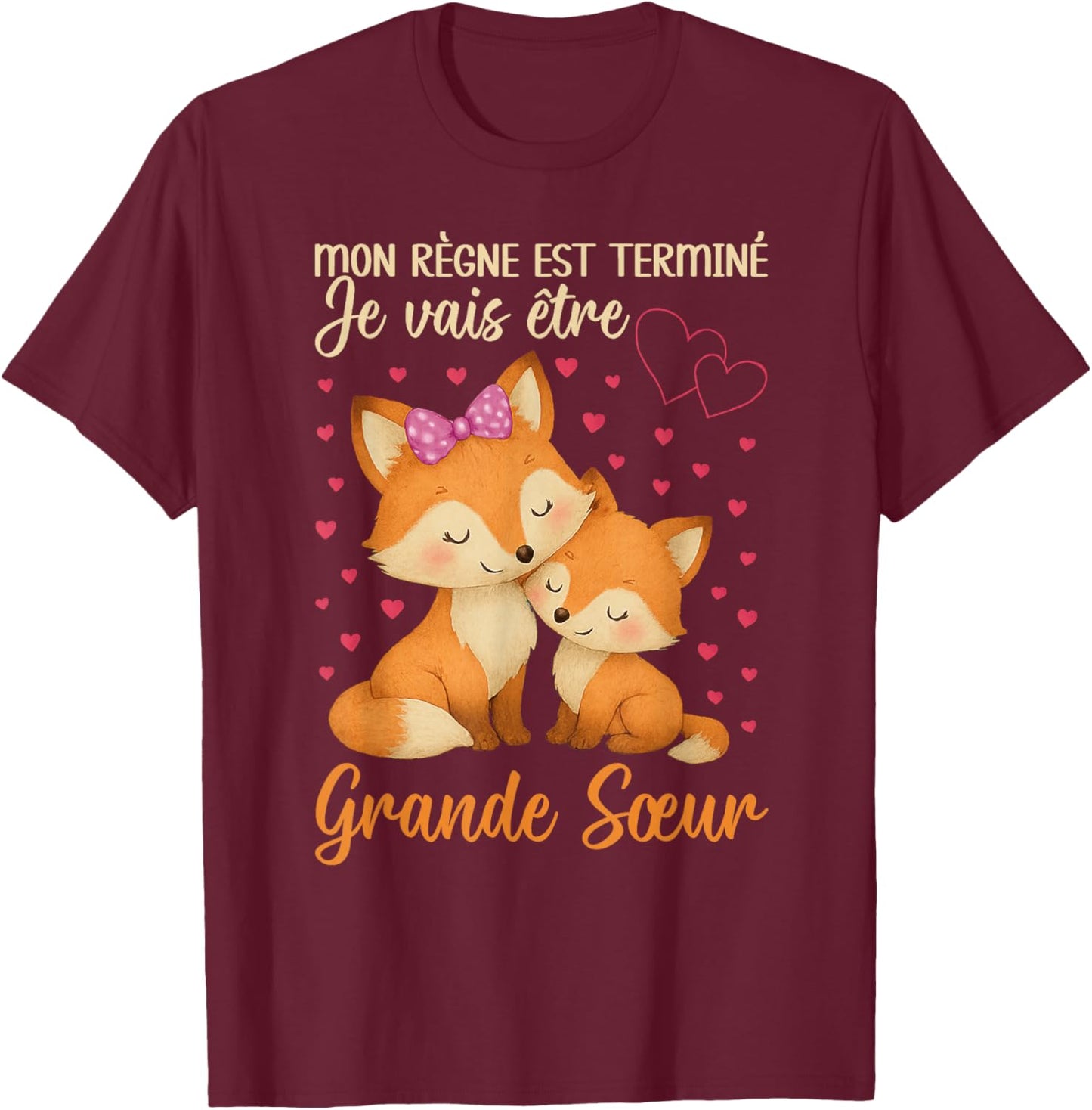 Big Sister Fox I'm Going To Be Senior Sister Announcement Baby T-Shirt - T-Shirt | Maroon
