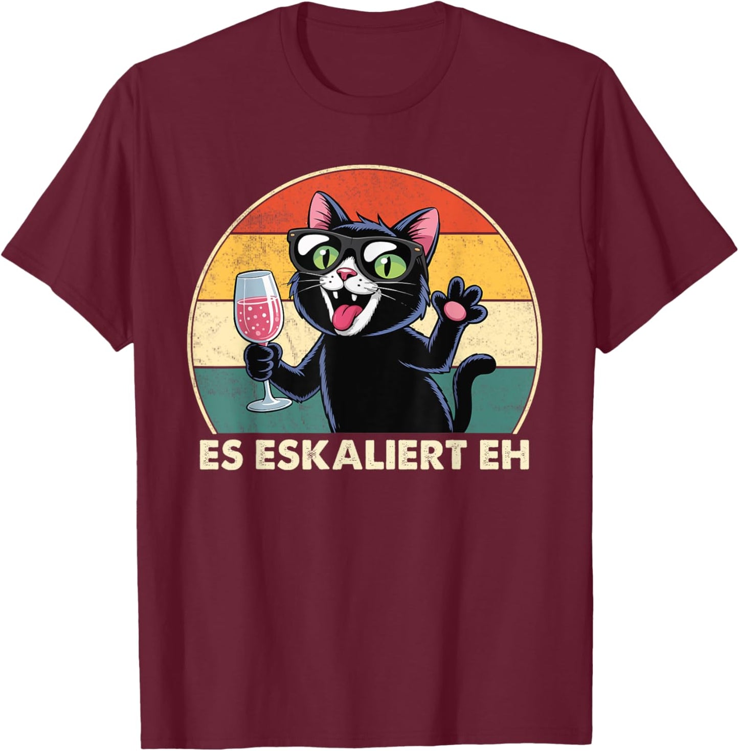 ES ESKALIERT EH Katze Bier Disko Festival Party Lustig T-Shirt - T-Shirt | Maroon