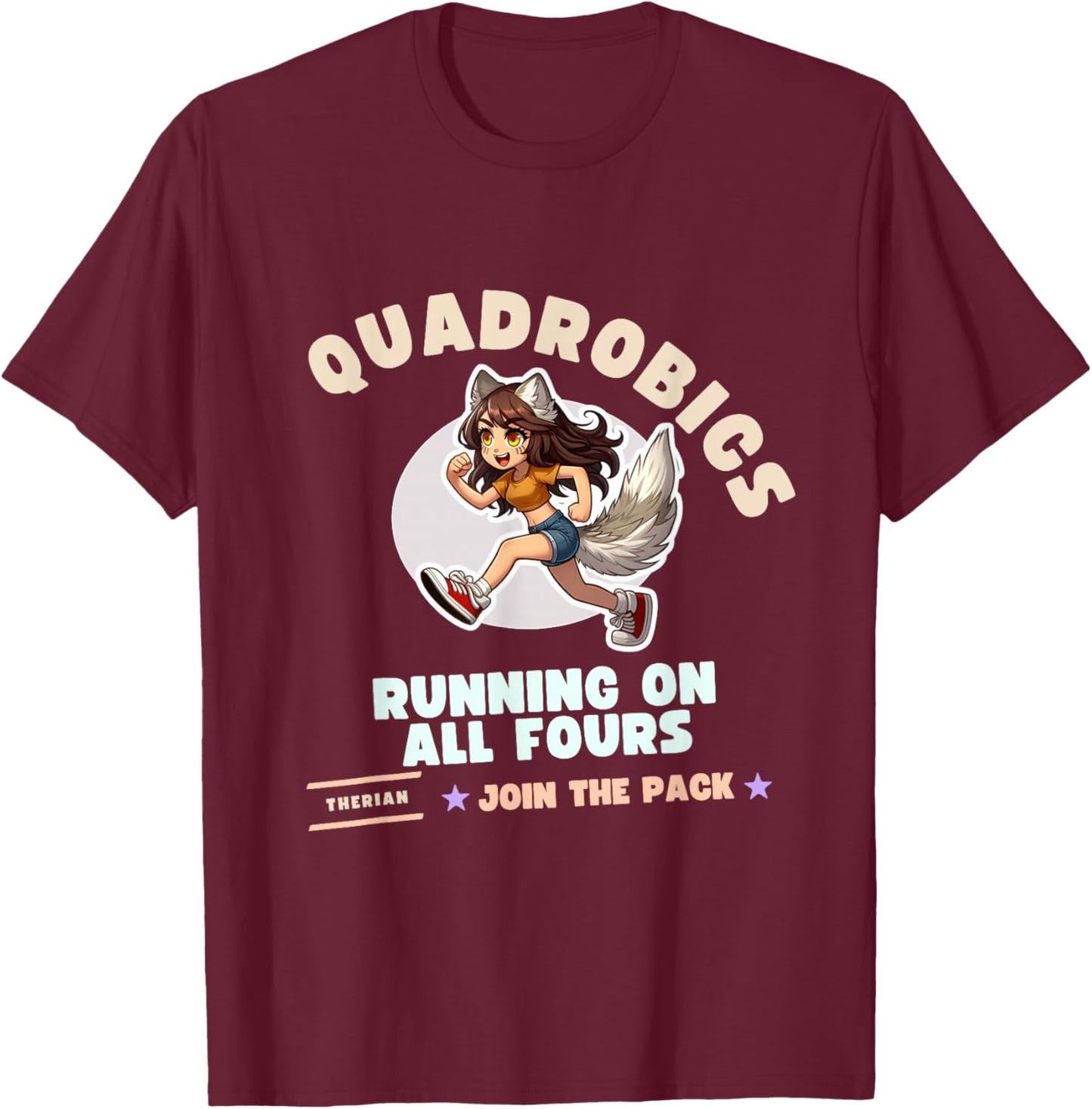 Quardrobics Therian Gear For Teen Tween Girl Fox Wolf Cat T-Shirt - T-Shirt | Maroon