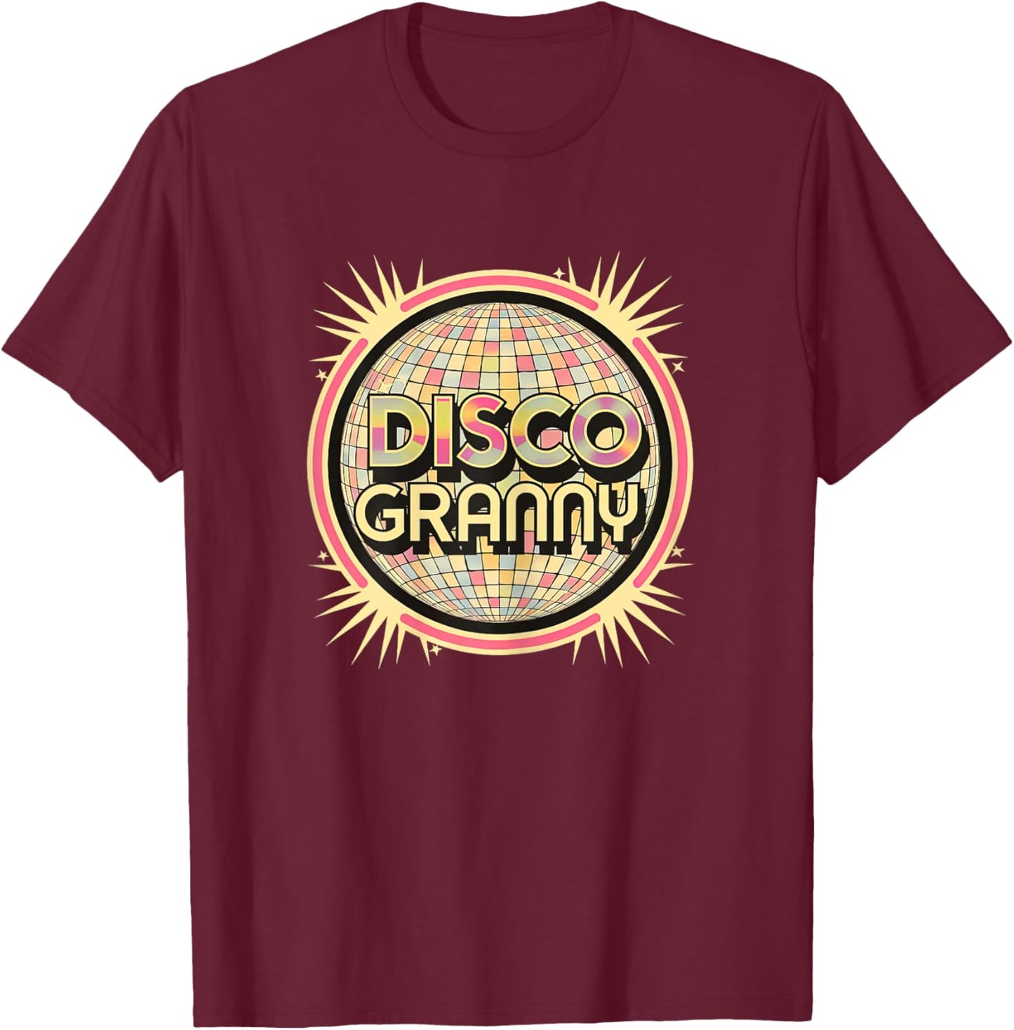 Disco Granny Retro 1970 Soul Music Groovy T-Shirt - T-Shirt | Maroon