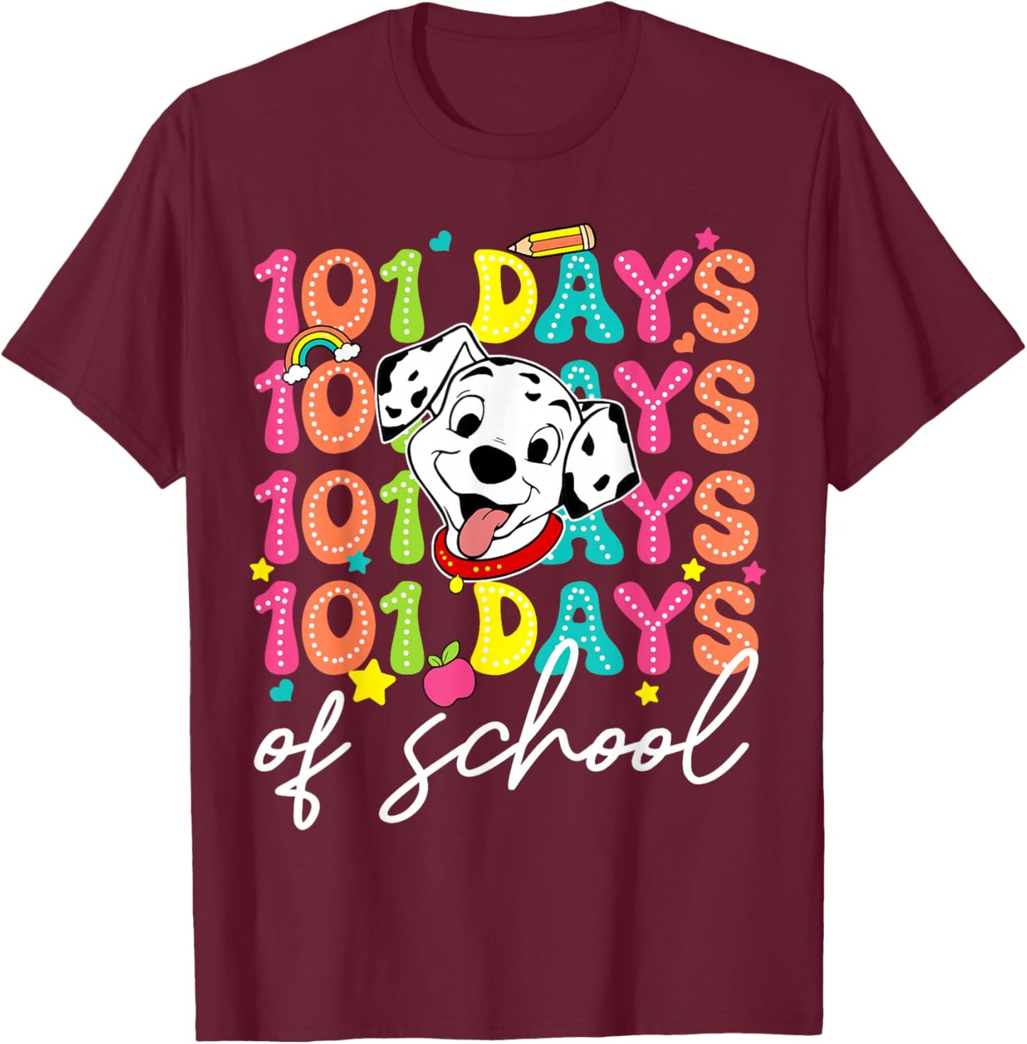 100 Days Of School Dalmatian Dog Boys 100th Day Of School T-Shirt - T-Shirt | Maroon