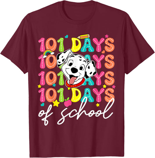 100 Days Of School Dalmatian Dog Boys 100th Day Of School T-Shirt - T-Shirt | Maroon