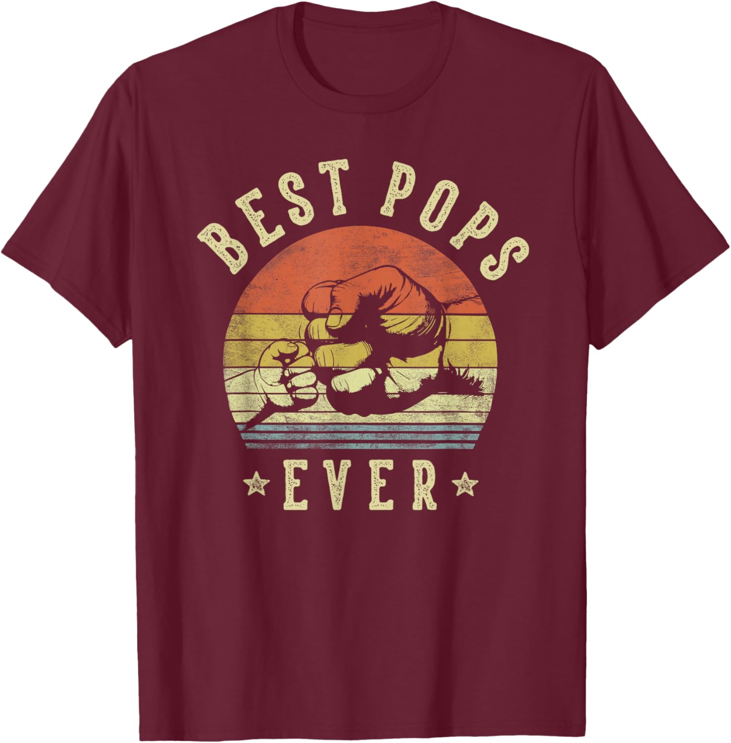 Best Pops Ever - Retro Fist Bump Vintage Design Pops T-Shirt - T-Shirt | Maroon