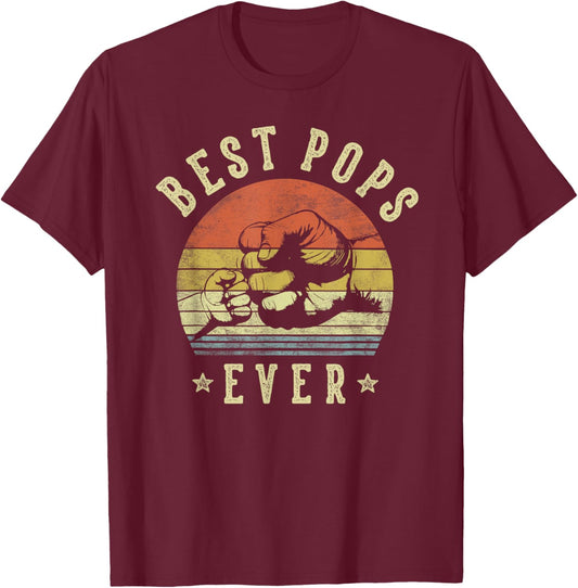 Best Pops Ever - Retro Fist Bump Vintage Design Pops T-Shirt - T-Shirt | Maroon