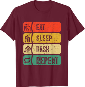 Eat Sleep Dash Repeat Video Game Geometry Video Gamer T-Shirt - T-Shirt | Maroon