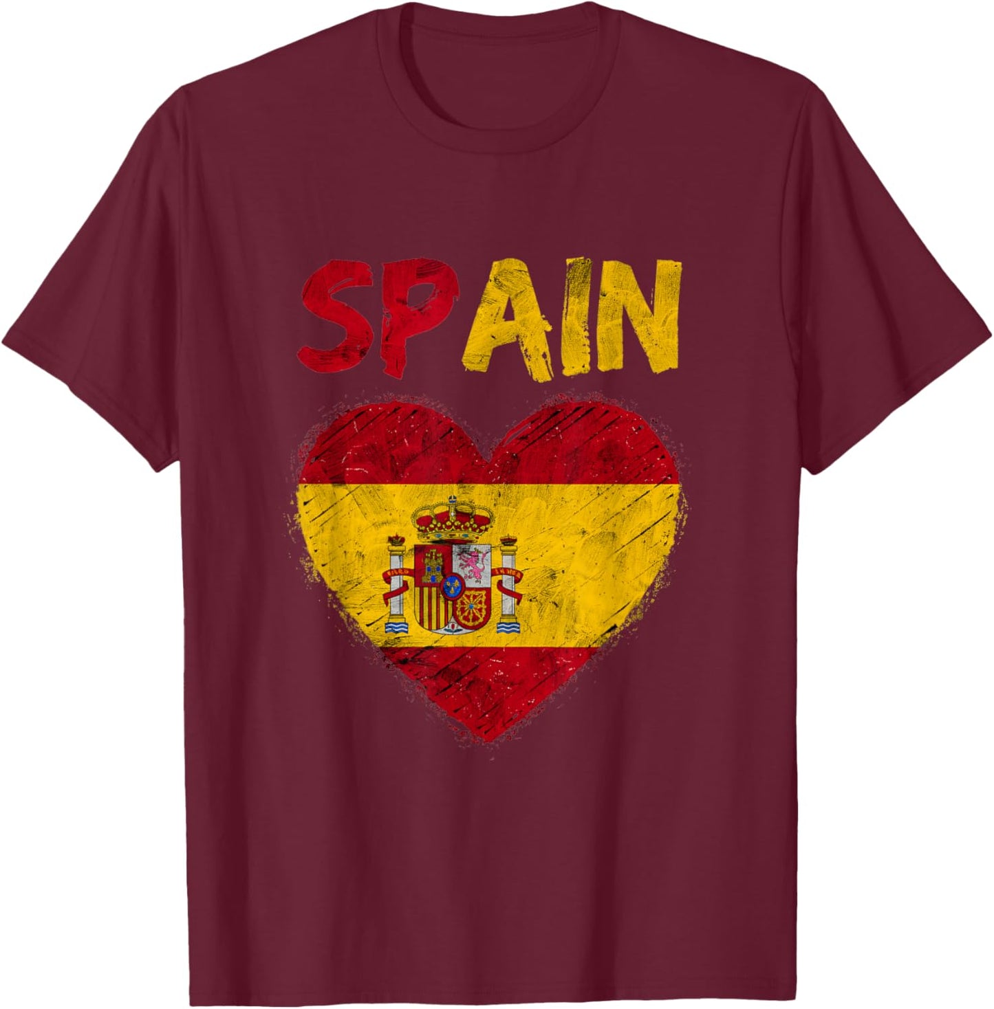 Spain Outfit Flag Holiday Vintage Espanol Spanish Flag T-Shirt - T-Shirt | Maroon