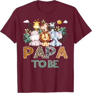 Soon To Be Papa Jungle Animal Safari Gender Reveal T-Shirt - T-Shirt | Maroon