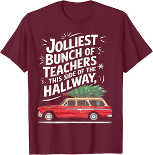 Jolliest Bunch Of Teachers This Side Of The Hallway T-Shirt - T-Shirt | Maroon