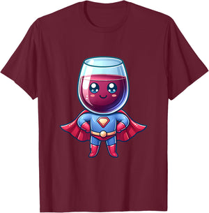 Cute Wine Glass Superhero Wine Drinker Superheroes T-Shirt - T-Shirt | Maroon