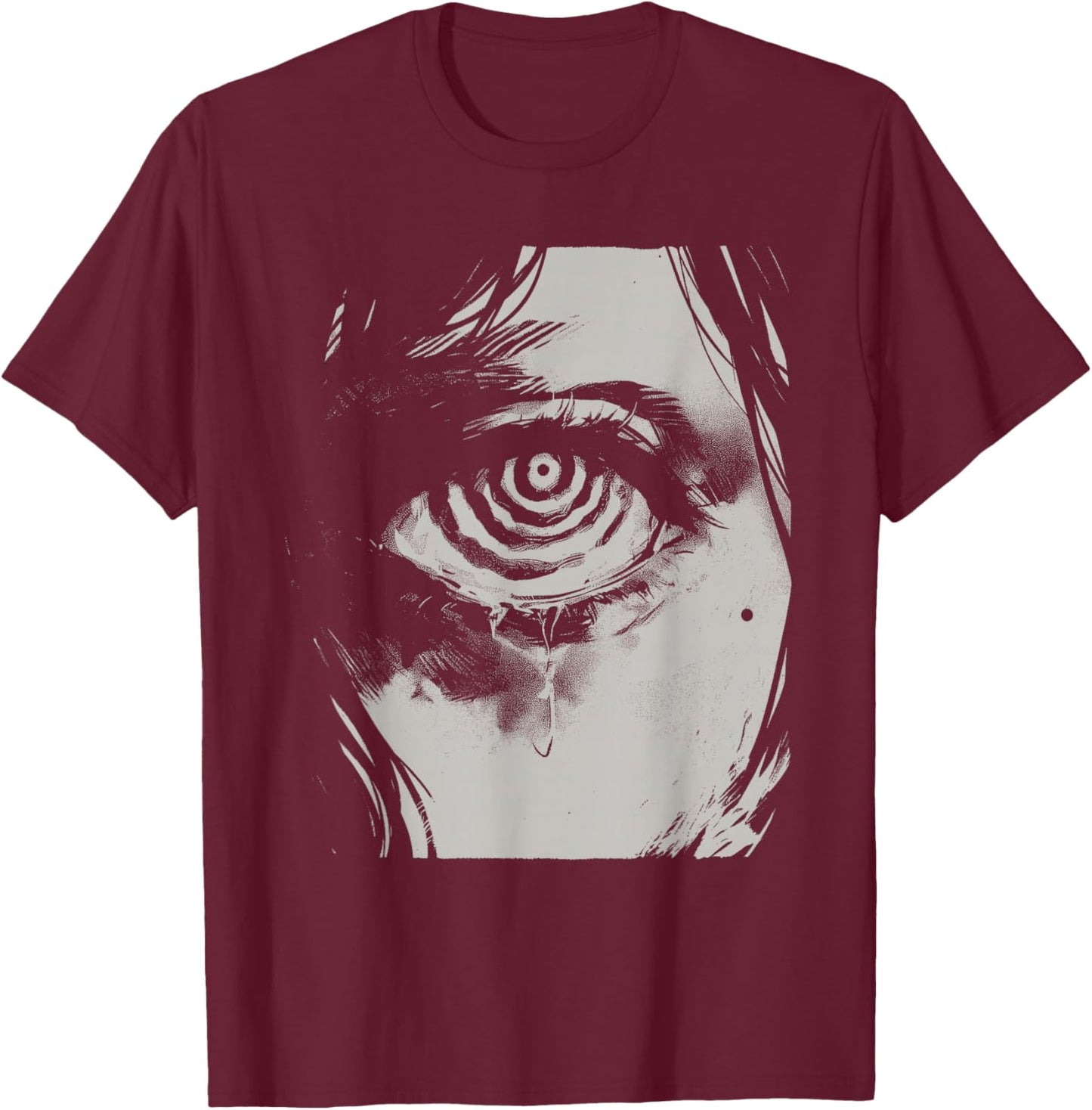 Grunge Horror Eye | Trippy Weirdcore Punk Creepy Anime Manga T-Shirt - T-Shirt | Maroon