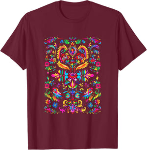 Floral Colors Black Festive Pattern T-Shirt - T-Shirt | Maroon