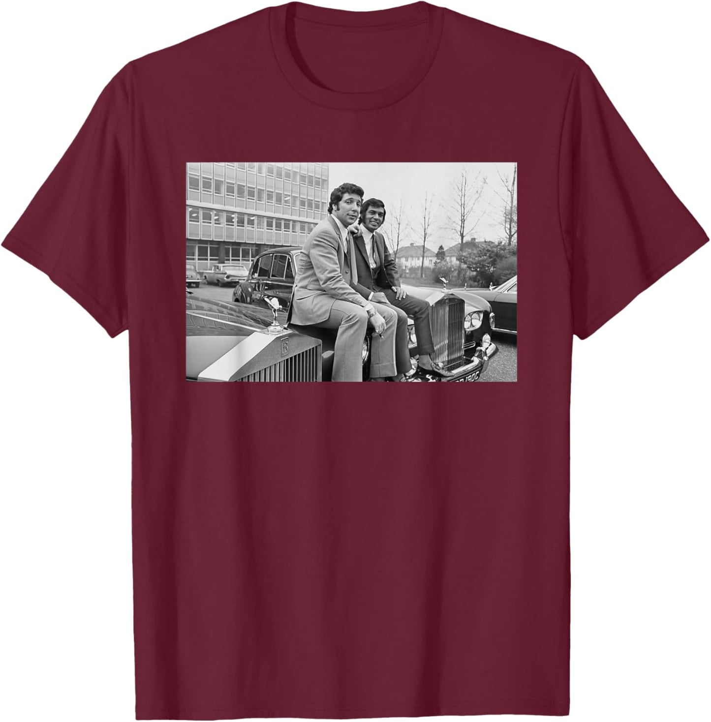 Tom Jones & Engelbert Humperdinck New Cars T-Shirt - T-Shirt | Maroon