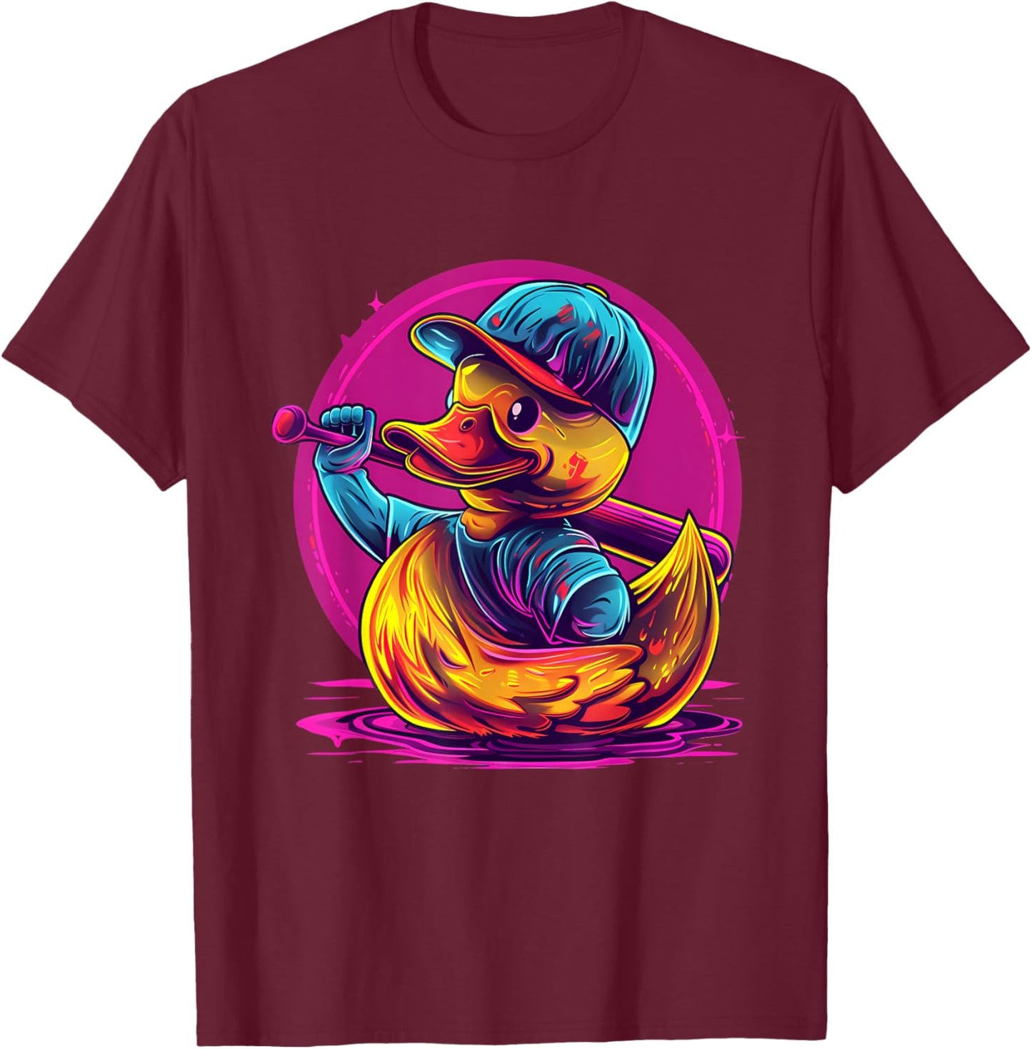 Rubber Duck Baseball Player Rubber Duckie Rubber Duckling T-Shirt - T-Shirt | Maroon