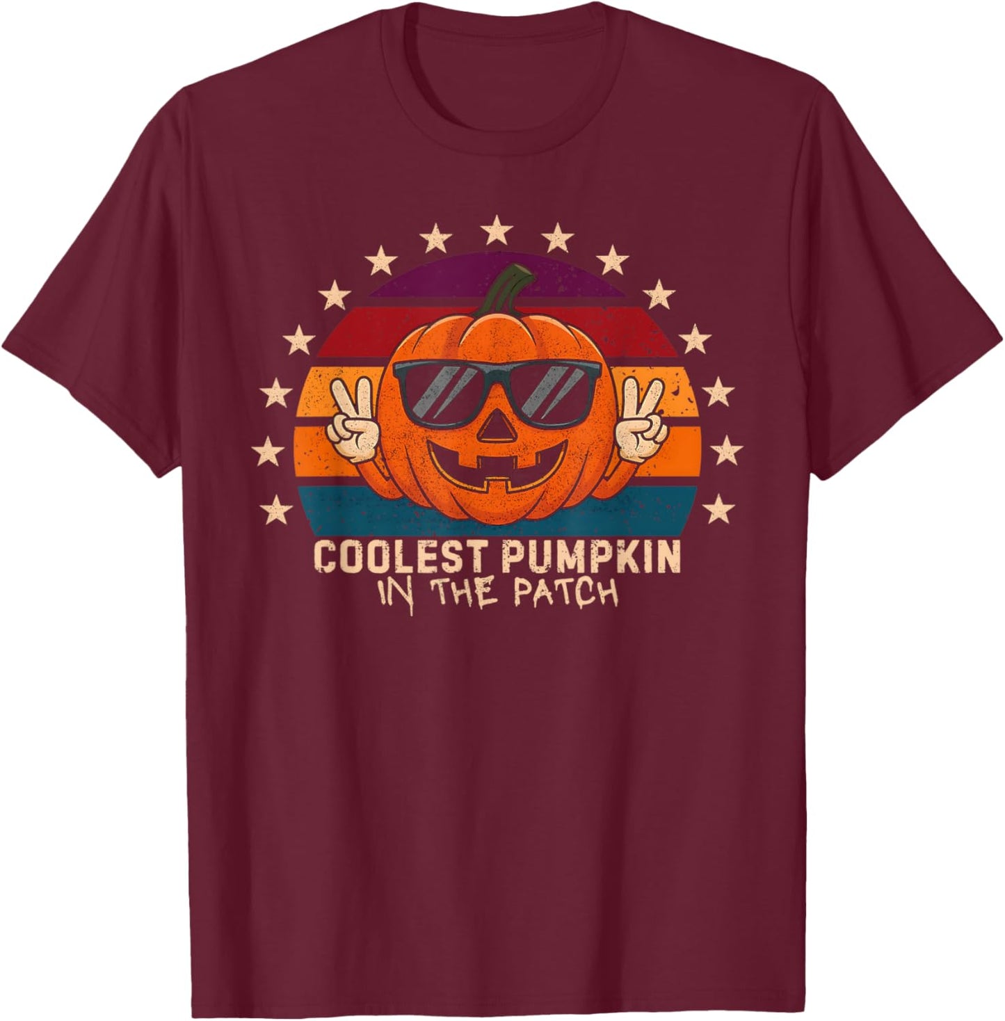Coolest Pumpkin In The Patch Kids Boys Toddler Halloween T-Shirt - T-Shirt | Maroon