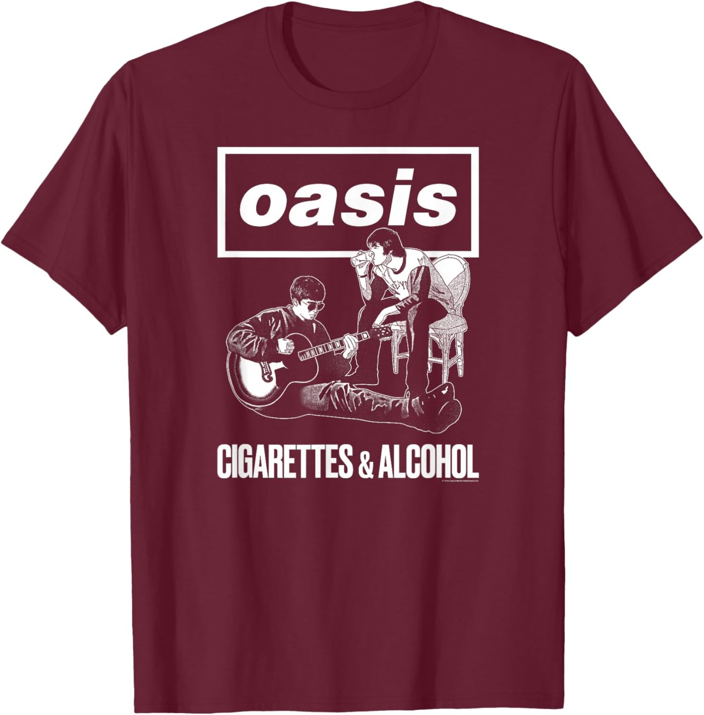 Oasis – Cigarettes and Alcohol T-Shirt - T-Shirt | Maroon