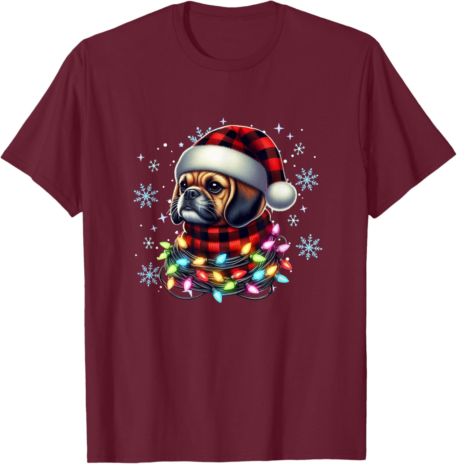 Puggle Christmas Gifts for Puggle Lovers -Kids Black Puggle Xmas Puggle Lover T-Shirt - T-Shirt | Maroon