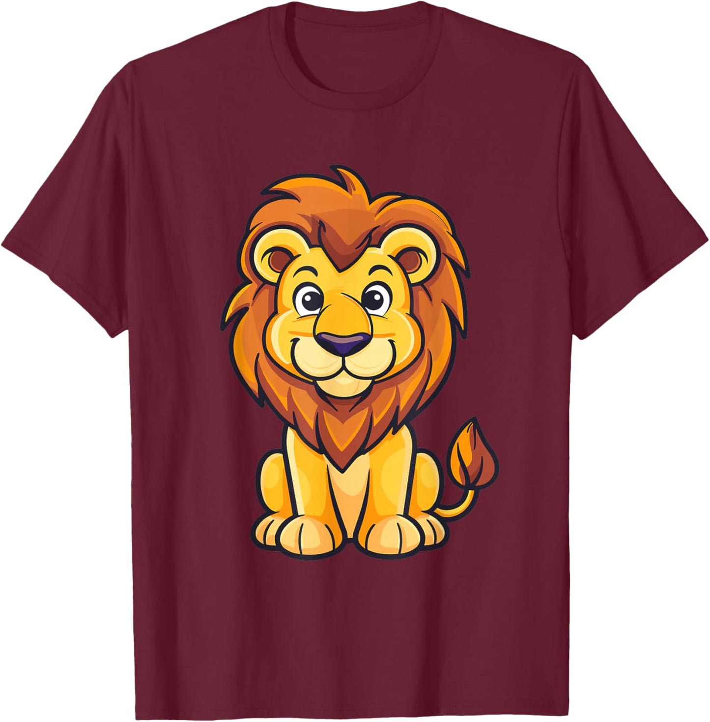 Cute Lion for Kids T-Shirt - T-Shirt | Maroon