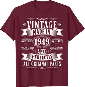Vintage 76th birthday men Born 1949 76 years old Bday T-Shirt - T-Shirt | Maroon