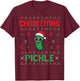 Pickle Wearing Santa Hat Xmas Party - Ugly Christmas Pickle T-Shirt - T-Shirt | Maroon