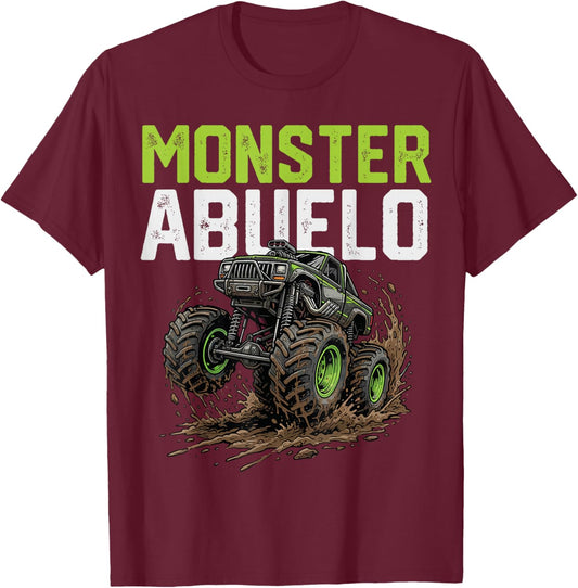 Monster Abuelo Truck Father's Day Mud Riding T-Shirt - T-Shirt | Maroon