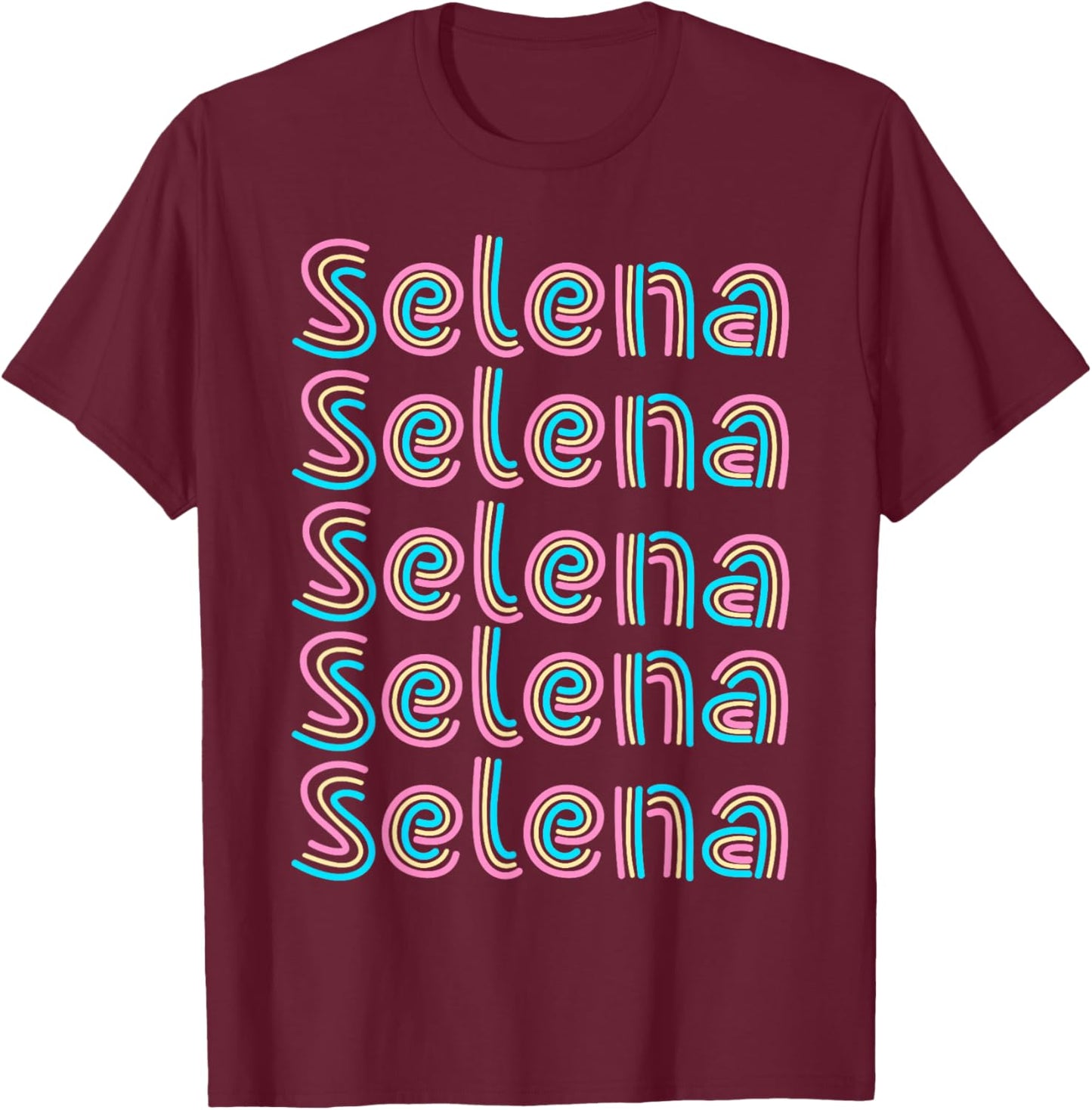 Girl Retro Selena First Name Personalized Candy Vintage kids T-Shirt - T-Shirt | Maroon