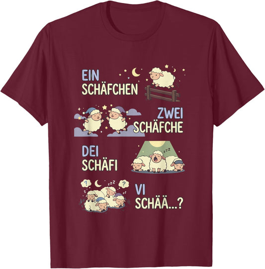 1 2 Sheep Counting Sleep T-Shirt - T-Shirt | Maroon