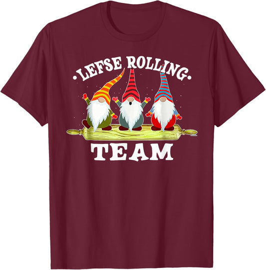 Gnome Lefse Rolling Team T-Shirt - T-Shirt | Maroon