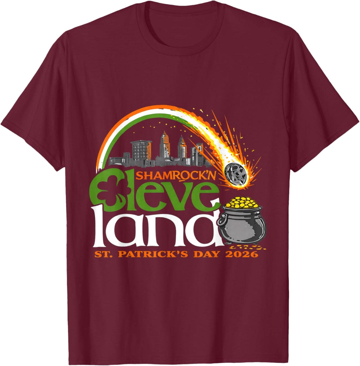Cleveland, March 17, 2026 for Meteor Lovers Astronomical T-Shirt - T-Shirt | Maroon