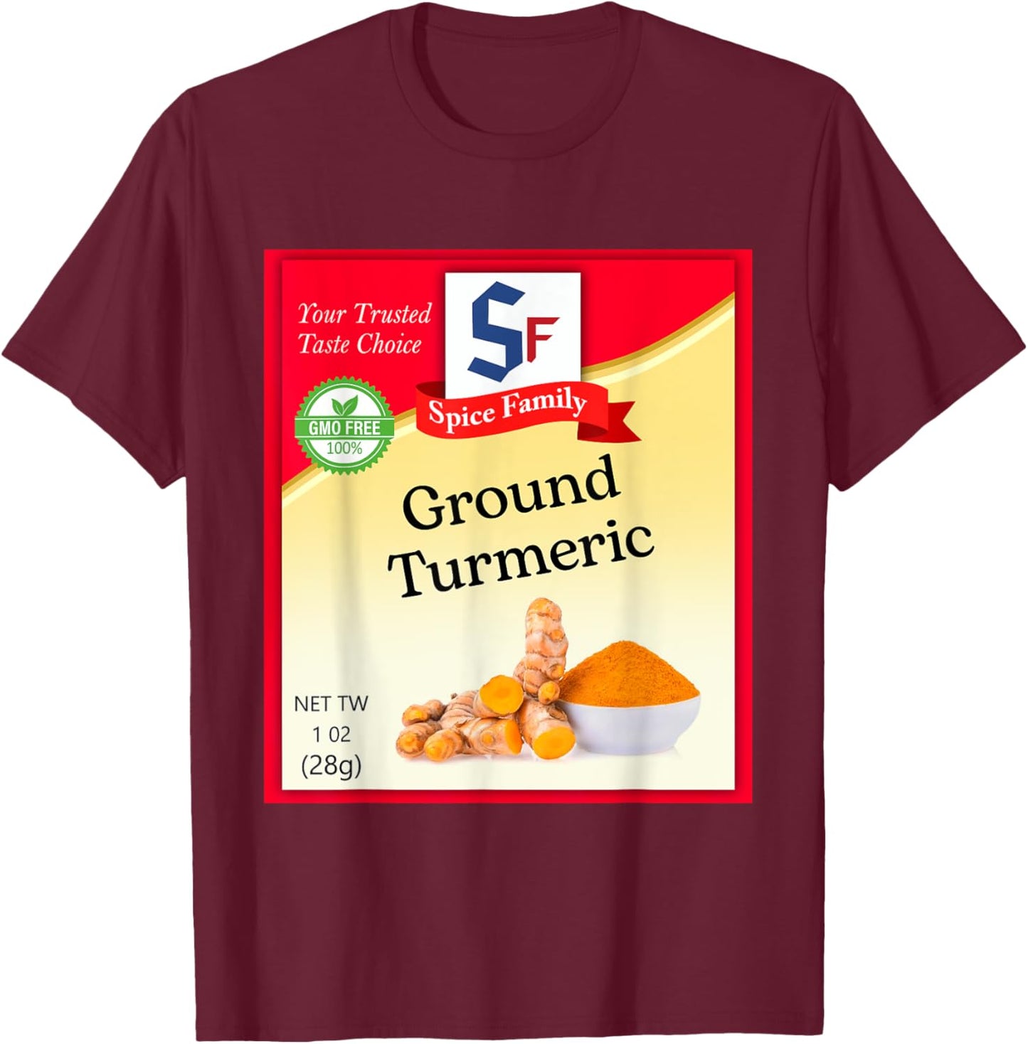 Ground Turmeric Condiment Costume Holiday Spice Costumes T-Shirt - T-Shirt | Maroon