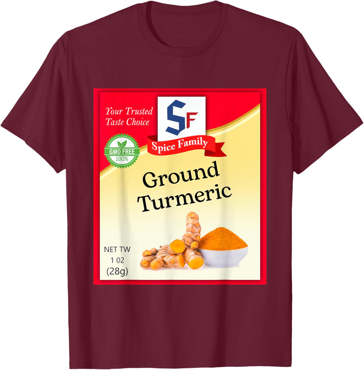 Ground Turmeric Condiment Costume Holiday Spice Costumes T-Shirt - T-Shirt | Maroon
