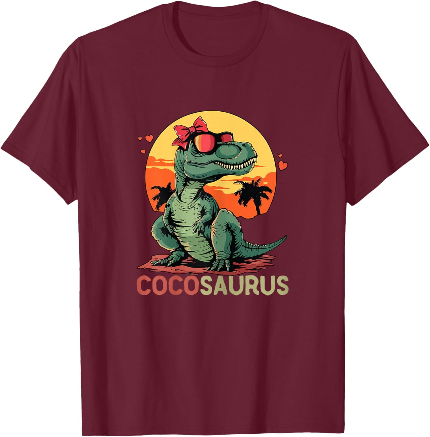 CocoSaurus Dino Dinosaur Coco-Saurus T-Rex Funny Trex T-Shirt - T-Shirt | Maroon
