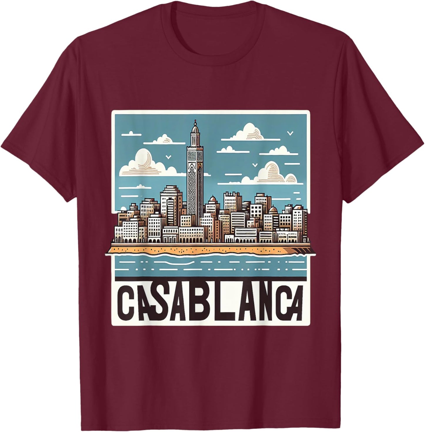 Morocco Skyline Casablanca Moroccan Costume T-Shirt - T-Shirt | Maroon
