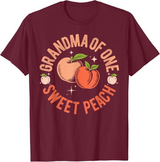 Grandma First Birthday One Sweet Peach Bday Family Matching T-Shirt - T-Shirt | Maroon