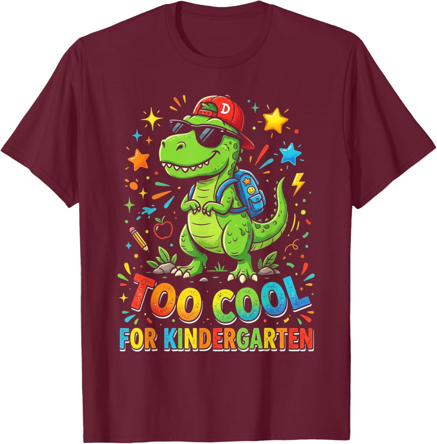 Kindergarten Dinosaur T Rex Graduation Boys T-Shirt - T-Shirt | Maroon