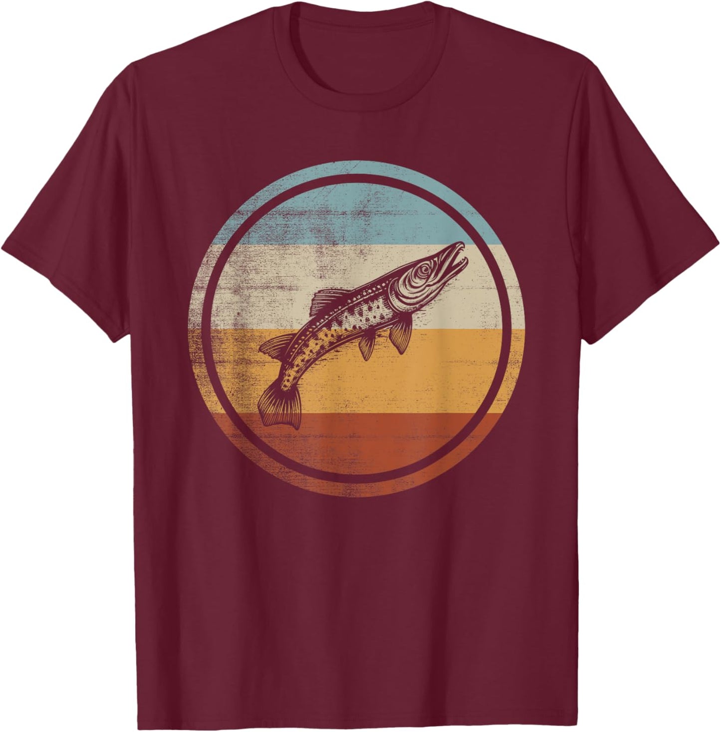 Gar Fish Retro Vintage Design T-Shirt - T-Shirt | Maroon