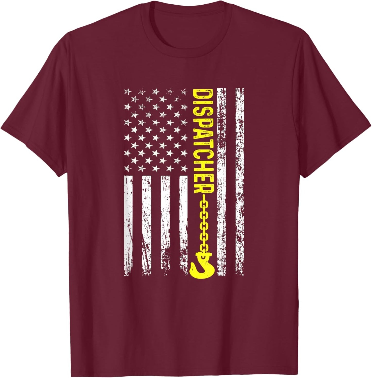 Tow Truck Dispatcher USA Flag Thin Yellow Line T-Shirt - T-Shirt | Maroon