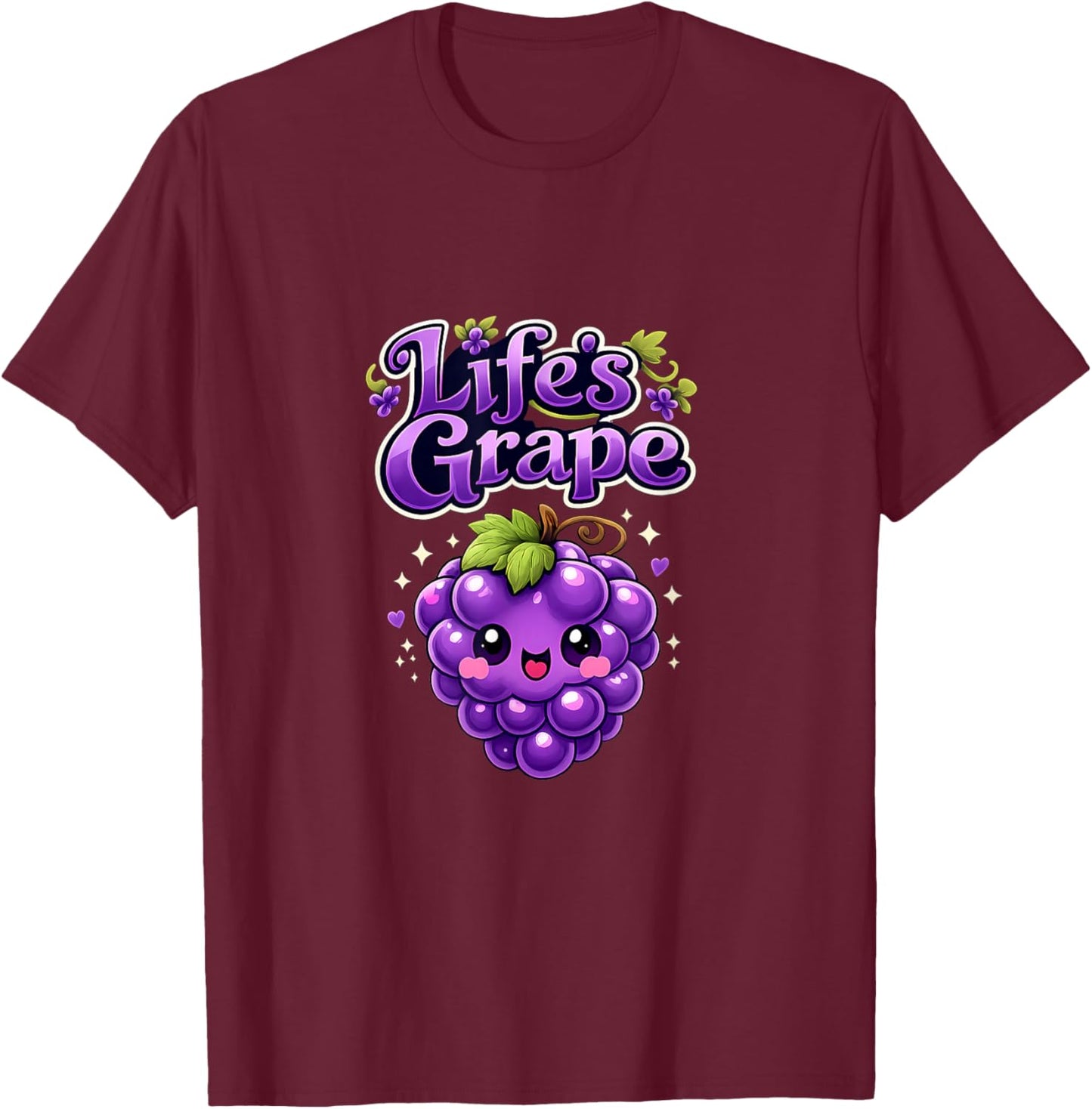 Lifes Raisin Kawaii Chibi Raisins Mignon Violet Vert Art T-Shirt - T-Shirt | Maroon