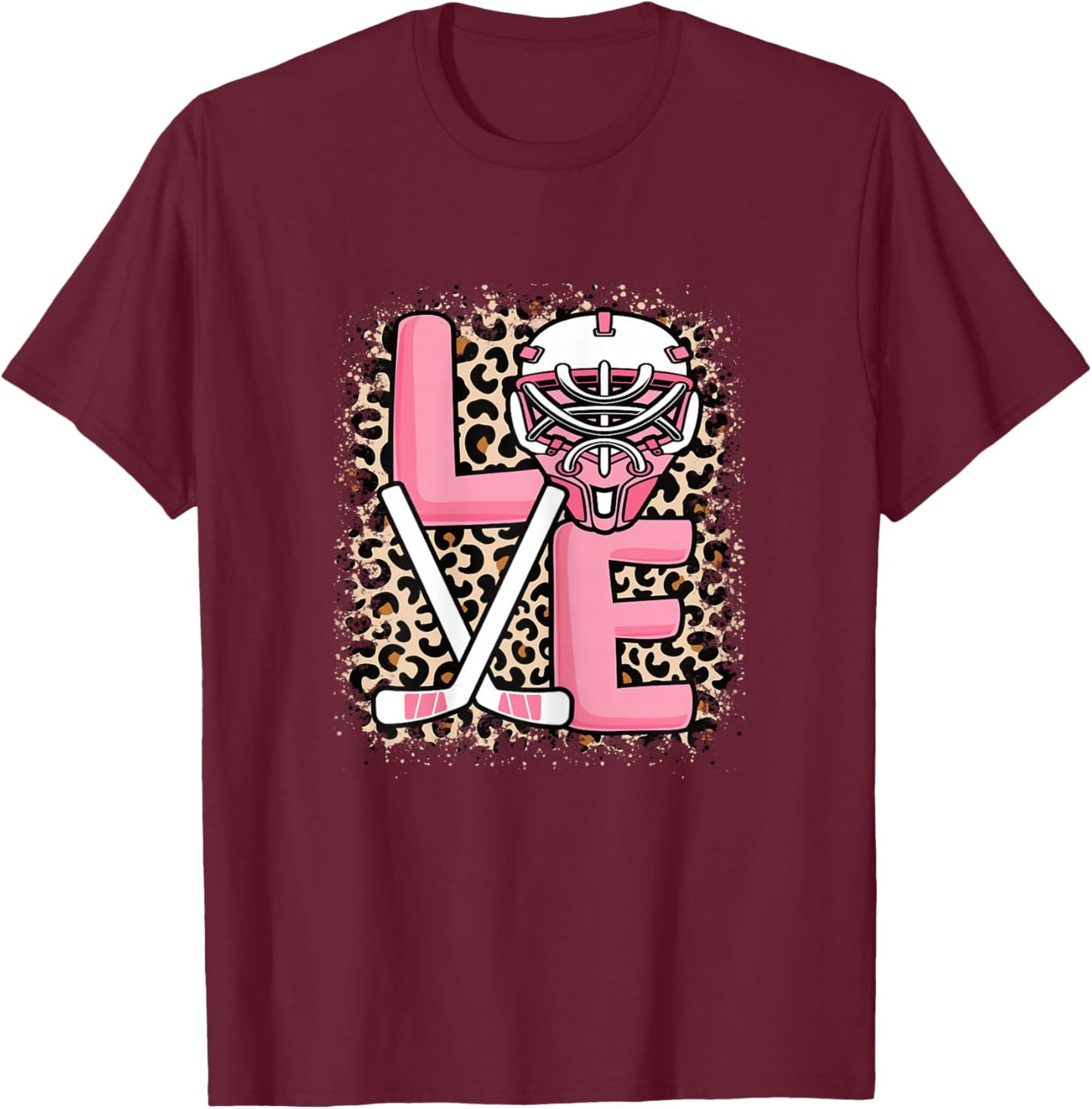 Cute Ice Hockey Love Hockey Player Women Girls Kids T-Shirt - T-Shirt | Maroon