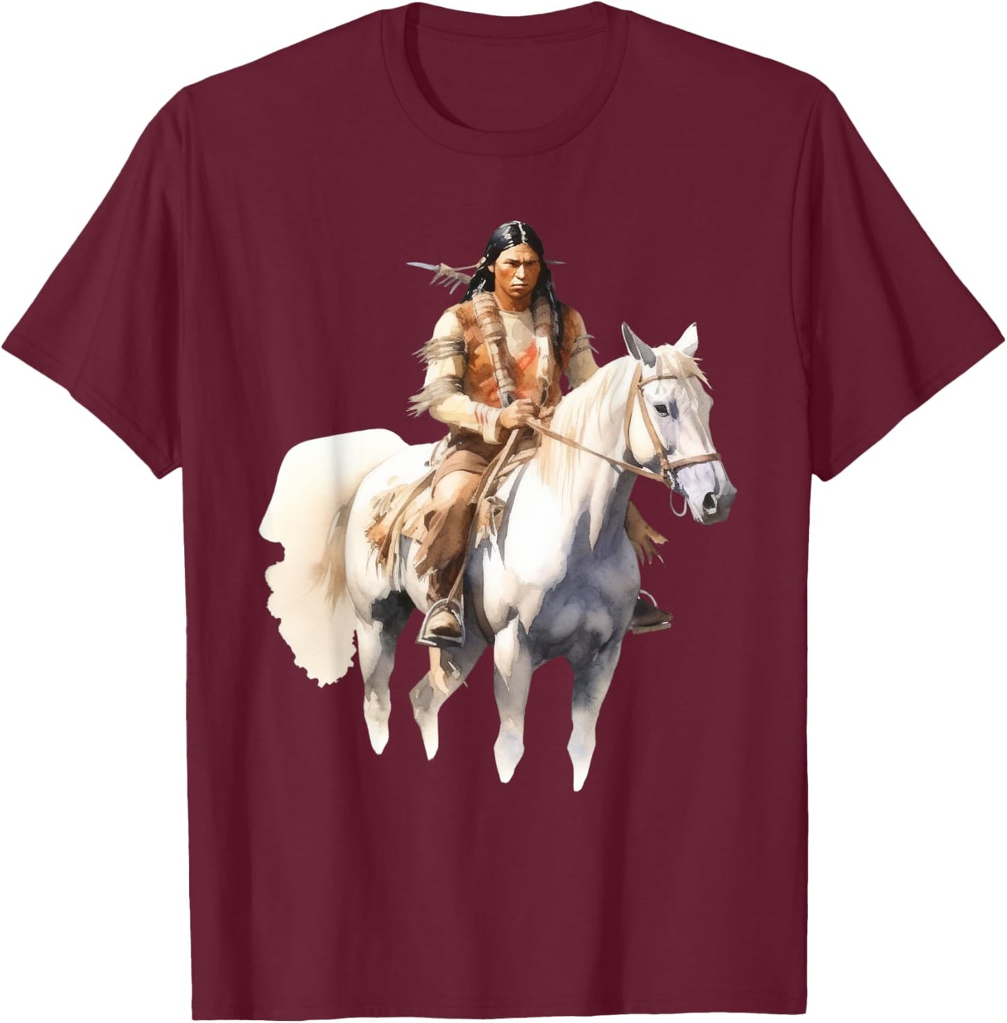 Native American Horse Rider Native Indian Tribe Art Heritage T-Shirt - T-Shirt | Maroon