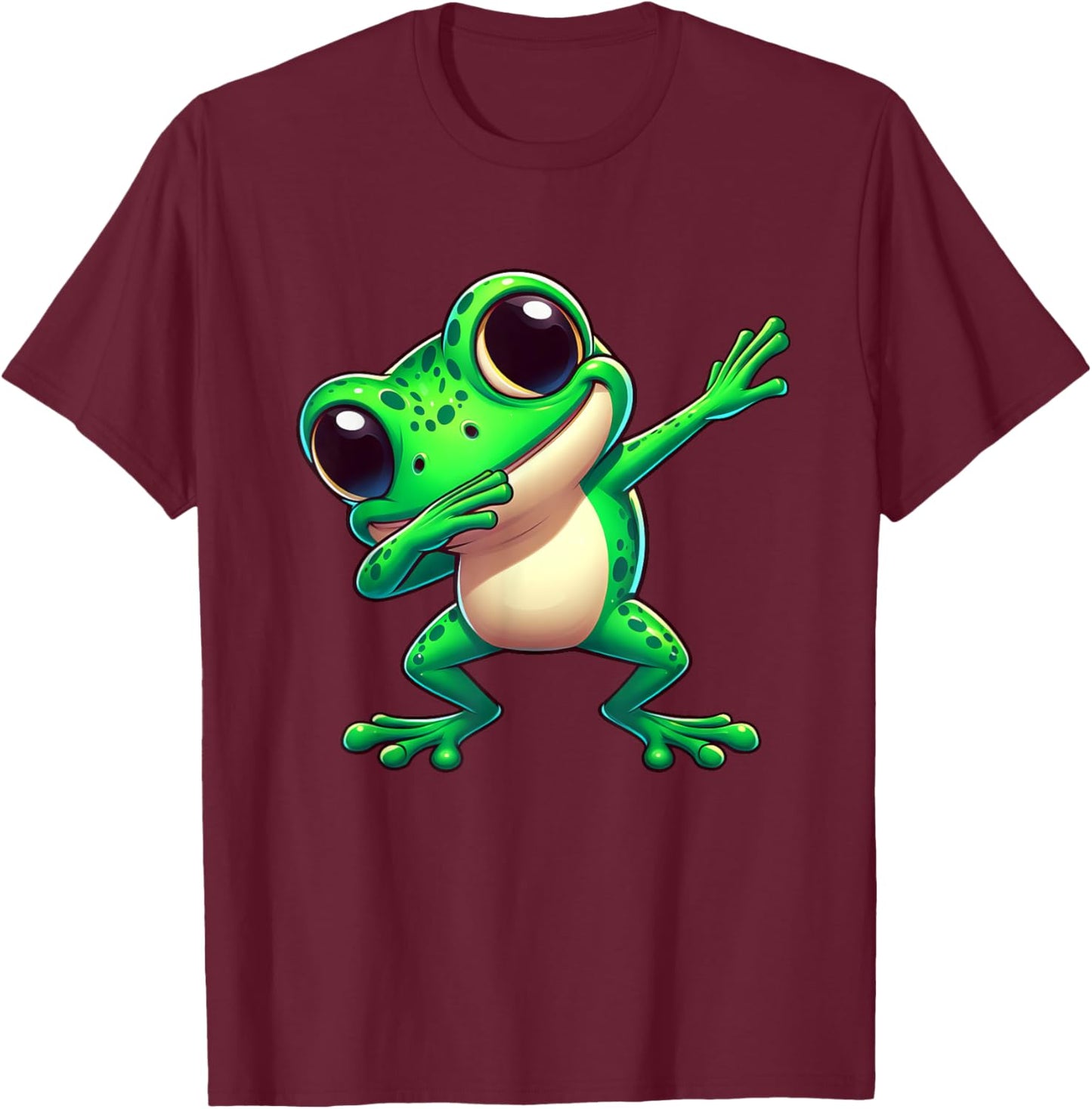 Cartoon Dance Funny Frog T-Shirt - T-Shirt | Maroon