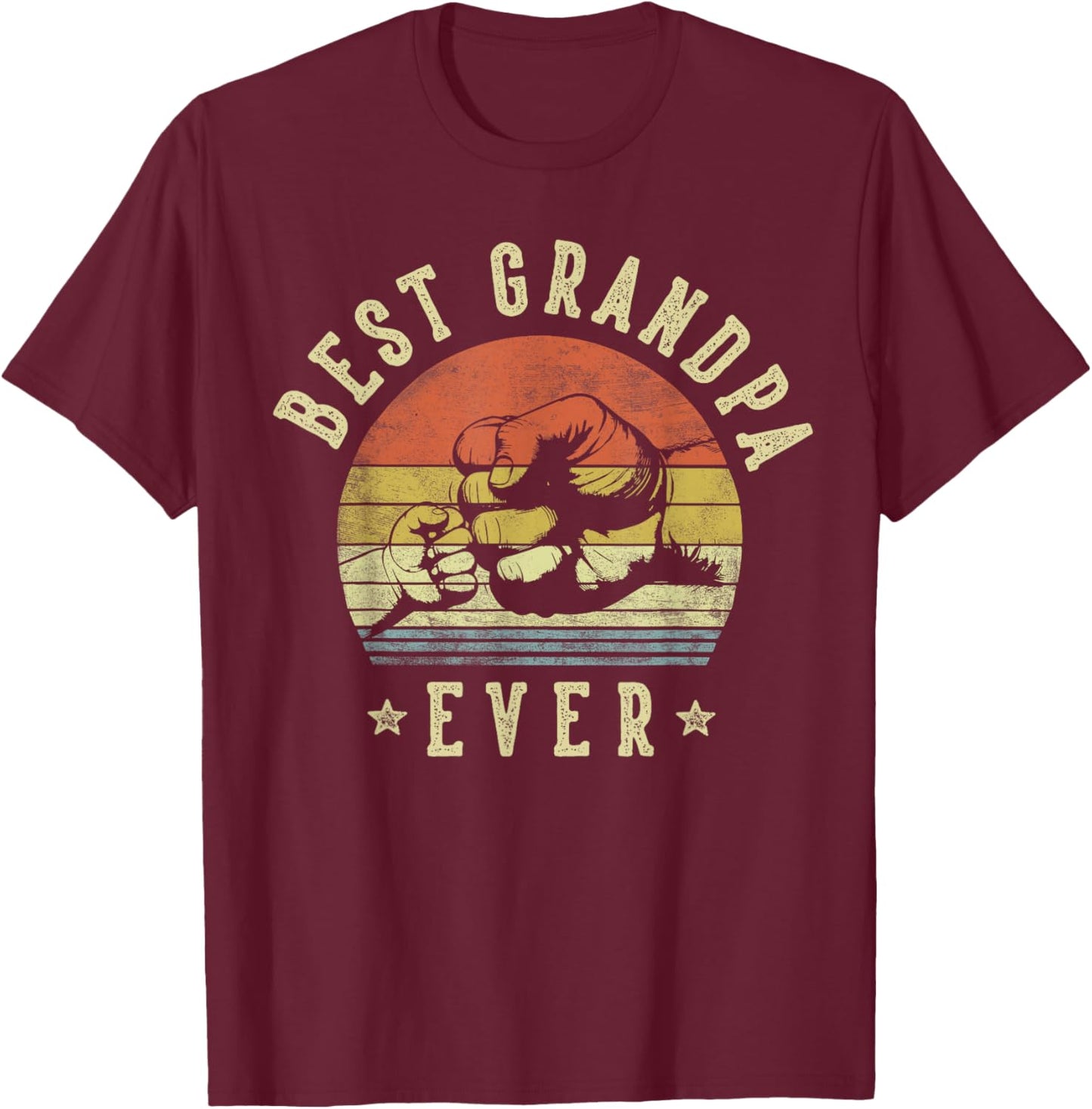 Best Grandpa Ever - Retro Fist Bump Vintage Design Grandpa T-Shirt - T-Shirt | Maroon